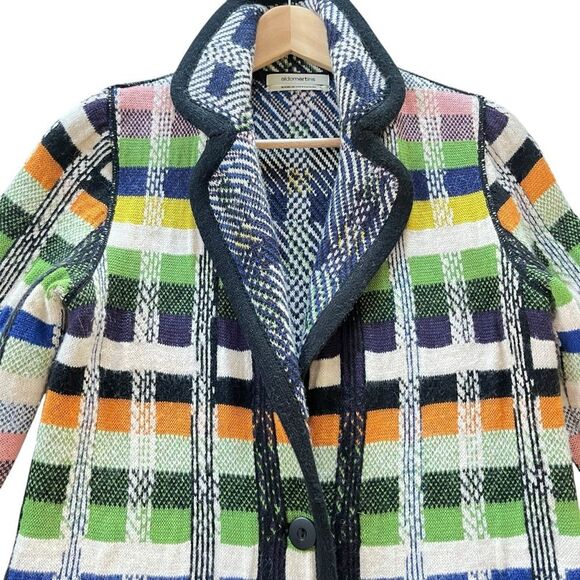 Anthropologie Aldomartins Shanley Plaid Wool Sweater Coat - Picture 6 of 9